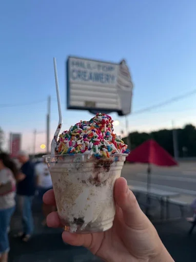 Ice cream and treats served at the Hilltop Creamery walk-up window on Post Road